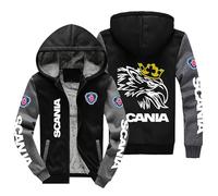 Men's Hoodie Scania Printed 3D Pattern Thickened Hooded Sweatshirt Warm Casual Outdoor Jacket Full Zip Side Pockets-A||M