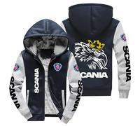 Men's Hoodie Scania Printed 3D Pattern Thickened Hooded Sweatshirt Warm Casual Outdoor Jacket Full Zip Side Pockets-A||M