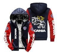 Men's Hoodie Scania Printed 3D Pattern Thickened Hooded Sweatshirt Warm Casual Outdoor Jacket Full Zip Side Pockets-A||M