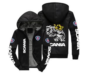 Men's Hoodie Scania Printed 3D Pattern Thickened Hooded Sweatshirt Warm Casual Outdoor Jacket Full Zip Side Pockets-A||M