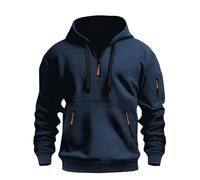 Men's Hoodies & Sweatshirts Zippé de Travail Manga de Luxe Elegant Ensemble Jogging Homme Zippe Rugby de Noel Jogging Travail Swett a Capuche Oversize Noel Sweat Sans Capuche Homme Bleu marine L