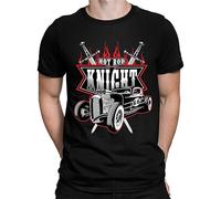 Men's Hot Rod Knight Slim Fit Mens DTG Printed Rockabilly Car USA Retro T-Shirts Black L