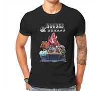 Men's Houses and Humanss Men Cotton Crazy Round Collar Funny Dragons Cute Animals Tees Short Sleeve Tops Printing T-Shirts Black XL