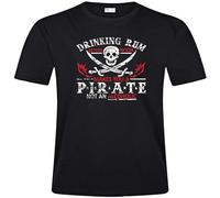 Men's Hsx Tees Drinking Rum Before Noon Makes You A Pirate Funny Quote Posters T Shirts Black S
