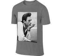 Mens Humor Tees Johnny Cash Smoking Tshirts Manches Courtes(X-Large)