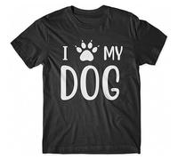 Men's I Love My Dog Christmas Mens 100% Cotton Tee T-Shirts Black L