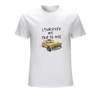 Men's I Survived My Trip to NYC Print Cotton Summer Breathable Short-Sleeved Fashion Top for Wedding Schools Outdoor Party Rock Fitness T-Shirts White S