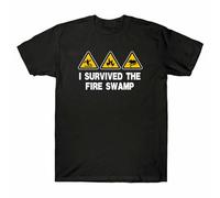 Men's I Survived The Fire Swamp Retro Graphic Tee Men's Cotton Short Sleeve Tee T-Shirt Black 3XL
