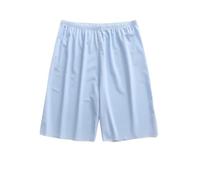 Men's Ice Silk Sleepwear Pants Summer Thin Style Home Use Outer Wear Plus Size Loose Fit Five Minute Shorts Short De Nuit Homme(Blue,L)