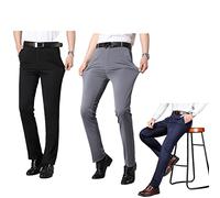 Men's Ice Silk Suit Pants, French Gentleman Non-Ironing Anti-Wrinkle Suit Pants, Men'S Summer 4 Way Stretch Straight Business Formal Pants Are Cool And Breathable. (40, Bleu)