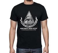Men's Illuminati Secret Society Freemason Eye Pyramid Masonic Tee T-Shirts Black 3XL