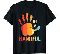 Men's I'm a Handful Five Year Old Vintage 5th Birthday Funny Unisex Men T-Shirt Black Manches Courtes(Large)