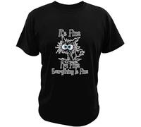 Men's I'm Fine Funny Humor Joke Short Sleeved Casual for Cat Lovers 100% Cotton Tops Tee Black T-Shirts Black M