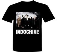 Men's Indochine Fashion Vintage Tshirt T Shirts Indochine Pop Francophonie Laventurier Canary Bay New Wave French Music Band Pop Black