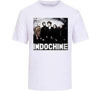 Men's Indochine Fashion Vintage White T-Shirt Indochine Pop Francophonie Laventurier Canary Bay New Wave French Music Band Pop T-Shirt White XXL