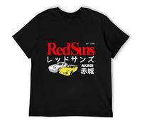 Mens Initial D T Shirts Initial D Akagi RedSuns T-Shirt Tee Shirt 100% Cotton Streetwear Graphic Cute Men Tshirt Black
