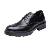 Men's Italian Leather Lace-Up Oxford Shoes Slip-Resistant Block Heel for Wedding Prom Casual Formal(44 EU)