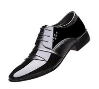 Men's Italian Leather Lace-Up Wingtip Shoes Low Top Formal Wedding Casual Comfortable for Business(42 EU)