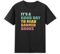 Men's It's A Good Day to Read Banned Books Banned Books Funny Quote Retro Men T-Shirt Balck Hemden(Small)