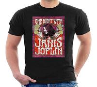 Men's Janis Joplin Art Black T-Shirt Classic Cool Tee Size L