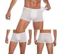 Mens jetables 100% Coton sous-vêtements Voyage Boxers Briefs Shorts Portable Blanc/Gris 5PK (Blanc, Large - Taille 33.5 "-36.5" / 84-92cm)