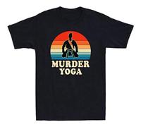 Men's Jiu Jitsu Murder Yoga Vintage Sunset Funny Brazilian Martial Arts Mens 100% Cotton Graphic T-Shirts Black S