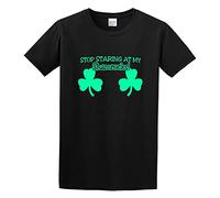 Men's Juniors Sstaring at My Shamrocks Funny Sexy St. Patrick's Day O Neck Men T Shirt T-Shirts Black L