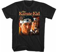 Men's Karate Movie Poster Mannen Wit Geel Zwart Rood Heren Vrouwen 100% Katoen Danial-San & Mr Miyagi Zonsondergang T-Shirts Black M