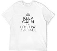 Men's Keep Calm and Follow The Rules T-Shirt Fun Ruler Law Lawyer White Manches Courtes(XX-Large)