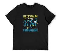 Men's Keep Calm It's Only an Extra Chromosome Cool Down Syndrome Awareness T-Shirts Black S