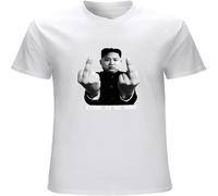 Men's Kim Jong Un Finger Korea Come at Me Bro Printed T Shirt 9187 T Shirt Crew Casual Graphic Tops White M