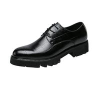 Mens Lace Up Elevator Oxford Dress Shoes Luxury Leather Breathable Non Slip Classic Business Footwear for Prom Wedding Office(Black,43 EU)