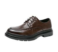 Mens Lace Up Leather Dress Shoes Platform Oxford Formal Business Shoes for Office Wedding Daily Wear Comfortable All-Day Footwear(Brown,39 EU)