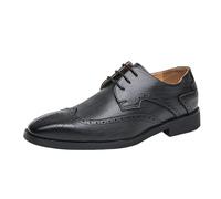 Mens Lace Up Oxford Dress Shoes Pointed Toe Leather Slip Resistant Rubber Sole Casual Tuxedo Footwear(Black,44.5 EU)