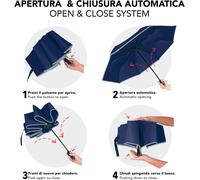 Men's Large Folding Umbrella With Wooden Effect Golf Handle-Ultra Light Mr Umbrella With Striped Design-Boys Umbrella With Automatic Opening And Closure Durable-Diameter 104 Cm.[V884]