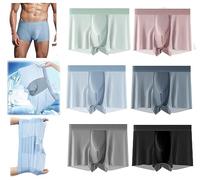 Men's Large Size Ice Silk Breathable Briefs, Cool Mens Ice Silk Seamless Underwear, Ice Silk Non-Marking Men's Panties (6PCS Color Random,L(45-50kg))