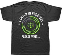 Men's Lawyer in Progress Funny Law School Student Graphic Cotton Streetwear Short Sleeve Style Mens Clothing Black T-Shirts Black L