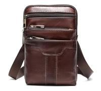 Men's Leather Fanny Pack, Multifunctional Waist Bag Shoulder Bag, Motorcycle Phone Wallet Bag, Vintage Chest Bag for Outdoor Sports Hiking Cycling Shopping Party(Coffee)