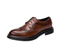 Mens Leather Oxford Dress Shoes Fashion Platform Height Increase Business Wedding Prom Formal Shoes(Brown,43 EU)