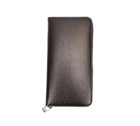 Men's Long Zipper Leather Wallet - Large Capacity Business Clutch with Phone Pocket, Dark Brown, Taglia Unica