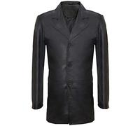 Mens Longh 3/4 Noir Cromby 3 Boutons en Cuir d'agneau Nappa Blazer Classique Rétro Harrington Manteau Veste L