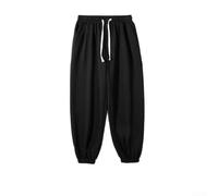 Men's Loose Cropped Sweatpants M-8XL Elastic Waist(Black 8XL)