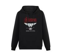 Men's Loose Long Sleeve Black Music Band Hoody Saxon Wheels of Steel Hoodie Size XL