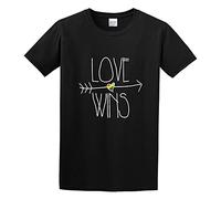 Men's Love Wins Rainbow Heart Arrow Pride Gay Gift Cotton Shirt T Shirt T-Shirts Black S