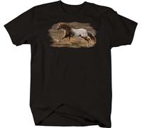 Men's Majestic White and Brown Horse Galloping in Wild Field Riding T-Shirts Black 3XL