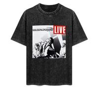 Men's Man Male Washed Vintage T Shirt Golden Earring Retro Music Band Unisex Antique Wash T-Shirts Black M