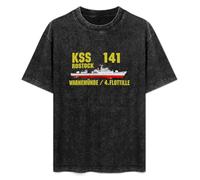 Men's Man Male Washed Vintage T Shirt KSS 141 Rostock Warnemünde 4 Flotilla NVA DDR Folk Unisex Antique Wash T-Shirts Black 3XL