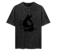 Men's Man Male Washed Vintage T Shirt P-Chan Pig Kanji Ranma 1 2 Ranma Unisex Antique Wash T-Shirts Black M