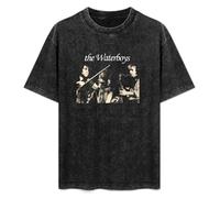 Men's Man Male Washed Vintage T Shirt The Waterboys Unisex Antique Wash T-Shirts Black XL