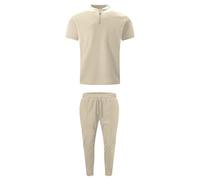 Mens Manches Courtes Quart Zip Pantalons Ensembles 2 pièces Combinaisons d'été avec Poches décontractées 2 pièces Tenues pour Hommes